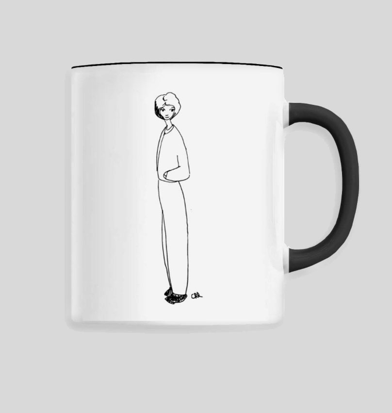 Taza - personaje elegante con las manos en los bolsillos