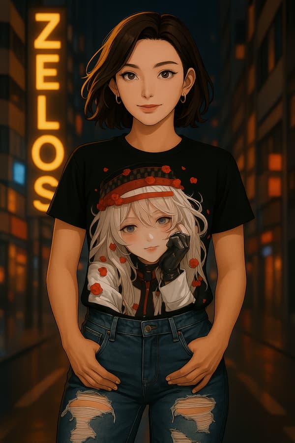 Image front T-shirt rose Zelos