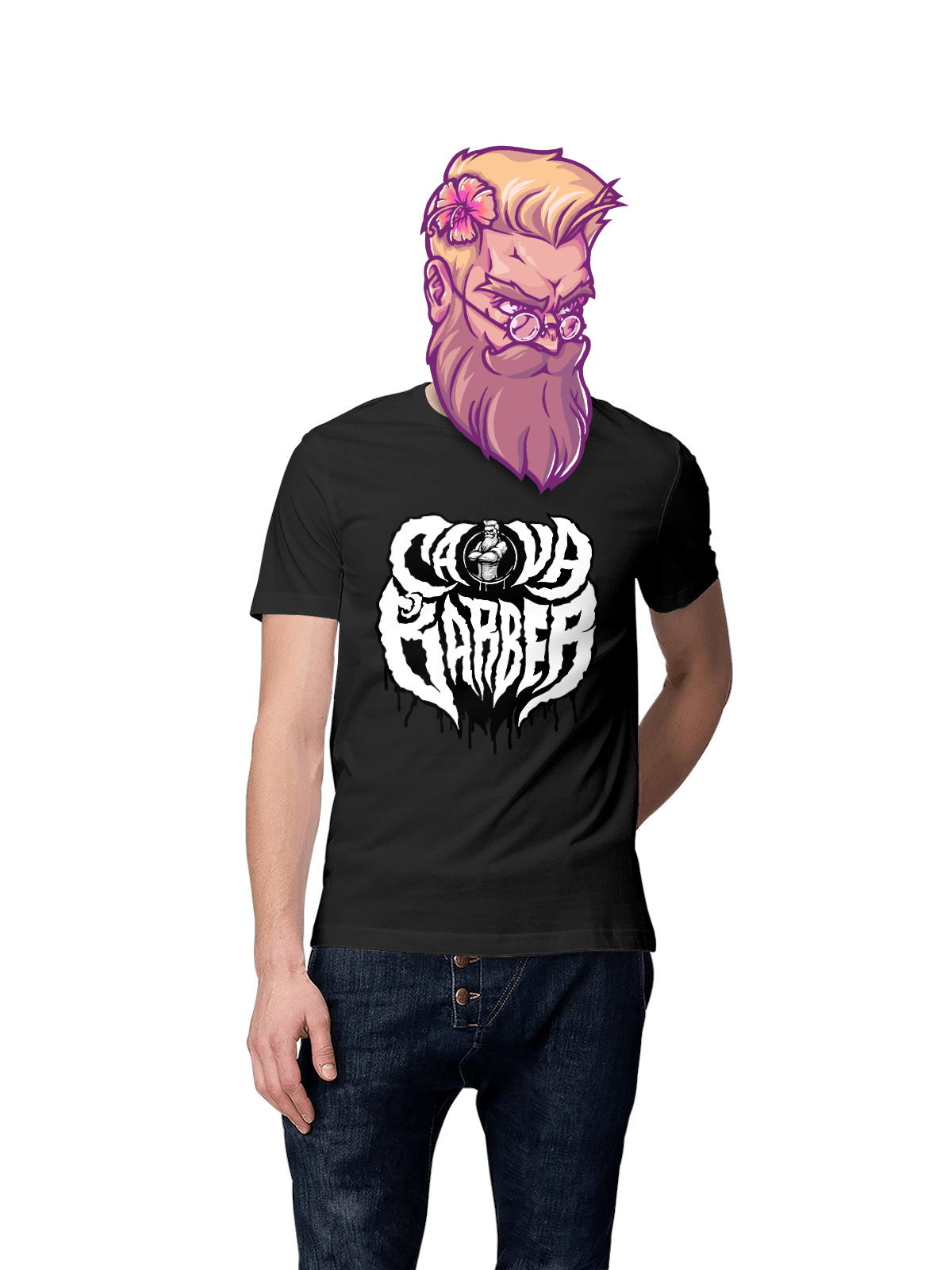 Image front T-shirt - "Barbu black métal"