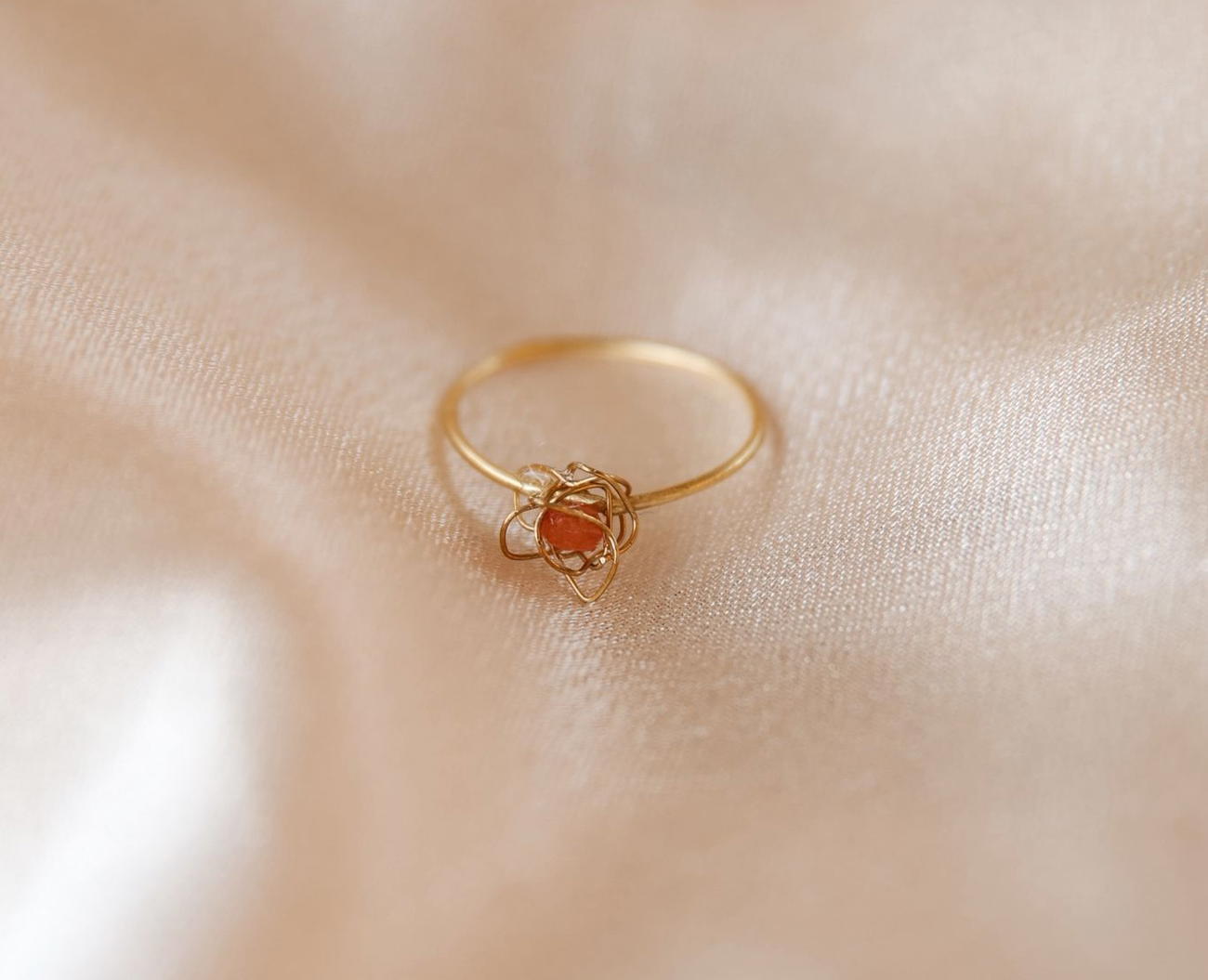 Bague Nid d'Ange - Laiton & Cornaline