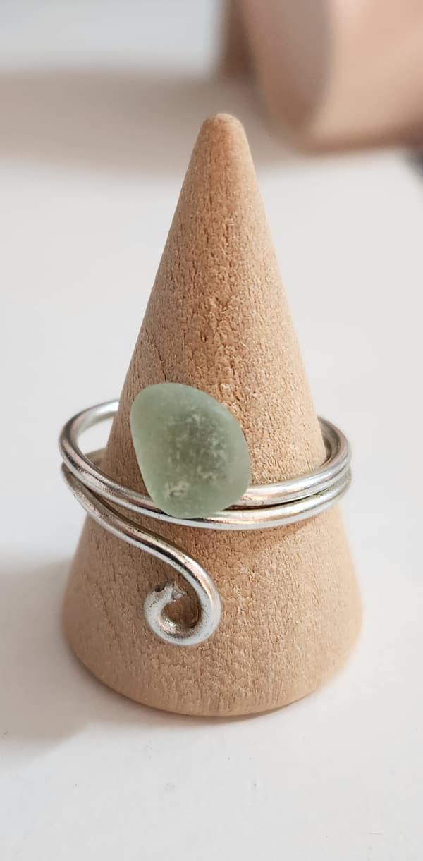 Bague Macina - Aluminium & Verre poli bleu pastel