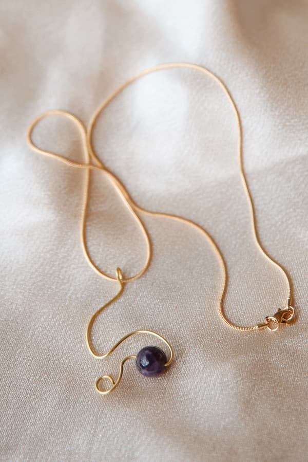 Collier Œil d’Horus - Plaqué Or, Laiton et Amétyste