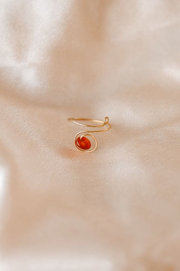 Bague Agata - Laiton et Cornaline