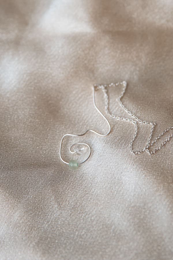 Collier Cristaline - Plaqué Or, Cristal de roche, Serpentine