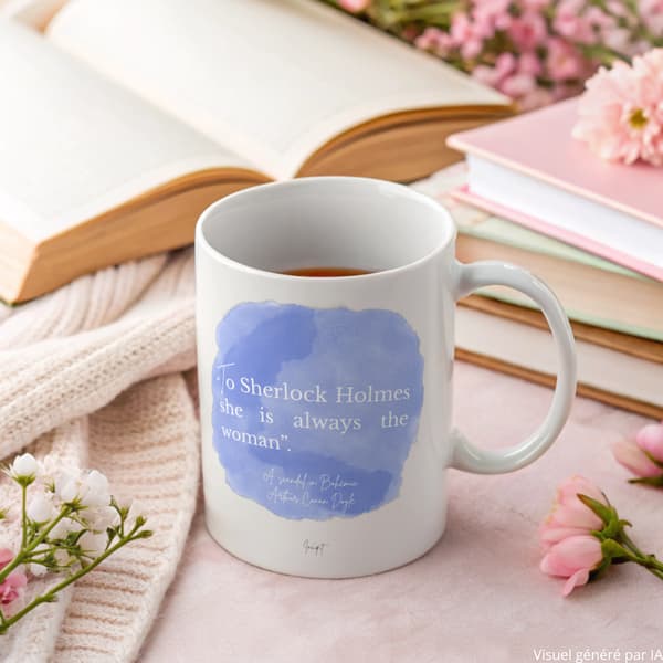Image front Mug “To Sherlock Holmes she is always the woman” – Arthur Conan Doyle 