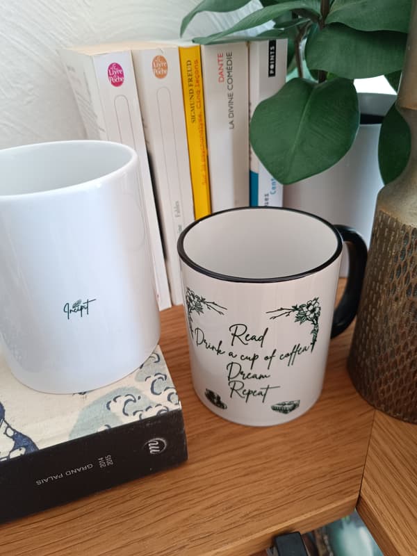 Image front Mug "Read, Drink a cup of coffea, Dream, Repeat"