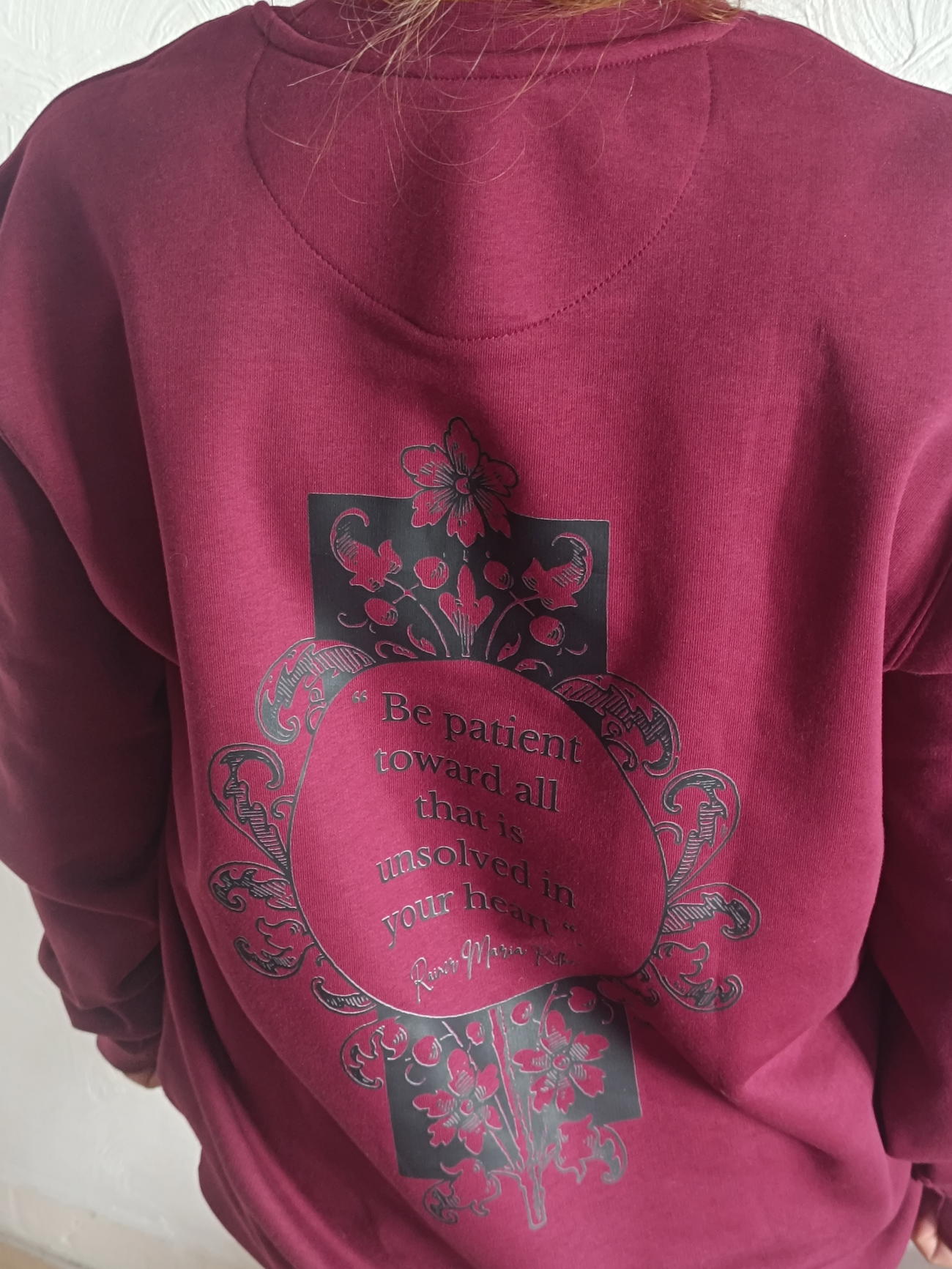 Image front Sweat littéraire Rilke - "Be patient toward all that is unsolved in your heart"