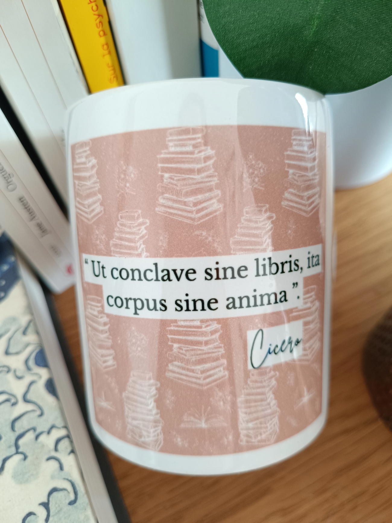 Image back Mug Cicéron, “Une pièce sans livres est un corps sans âme” - édition en latin, version Moka