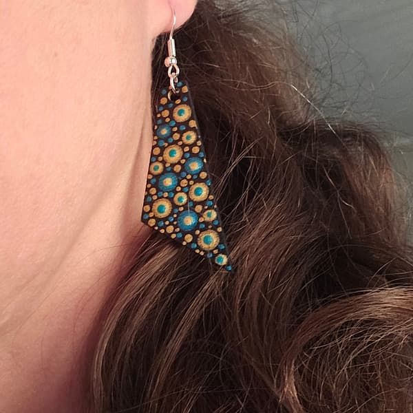 Boucles d'Oreilles géométrique Dot Art bleu/doré - Image