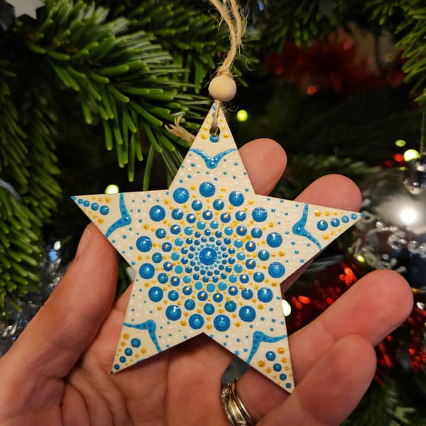 Etoiles à suspendre bleu et doré - Image