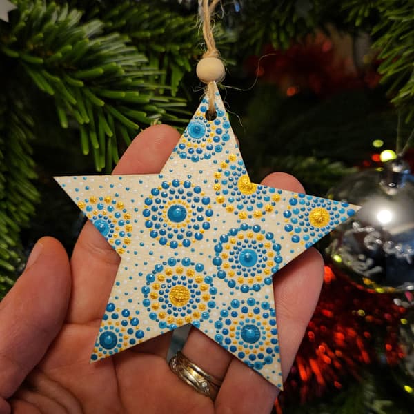 Etoiles à suspendre bleu et doré
