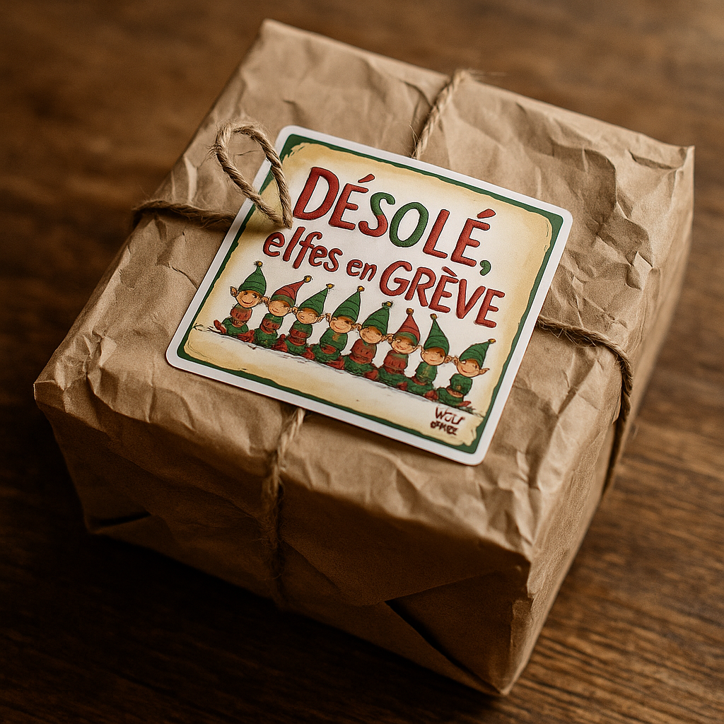 Sticker carré – Désolé, elfes en grève 🎄
