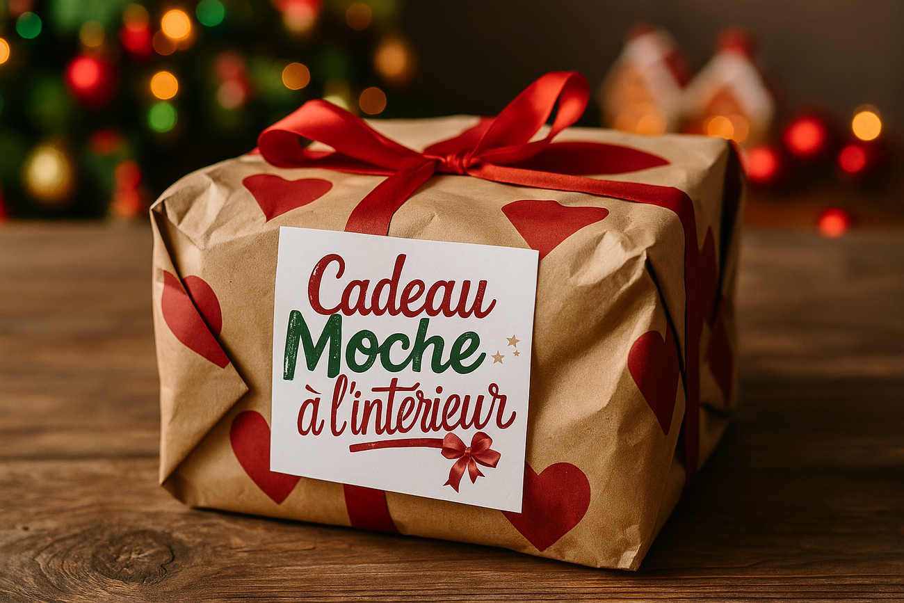 Sticker “Cadeau moche à l’intérieur”