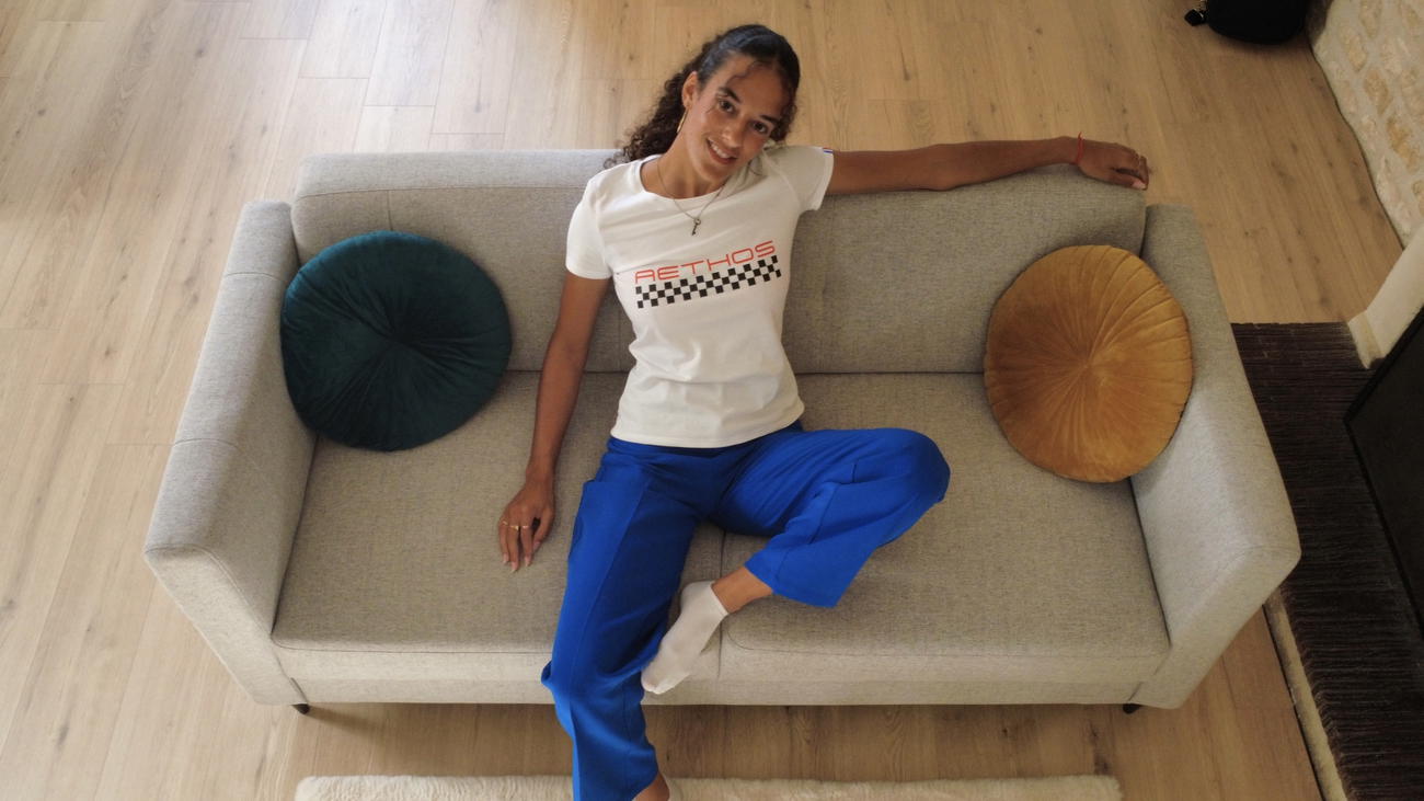 Image back T-shirt Femme Made in France Aethos x Automobile : damier