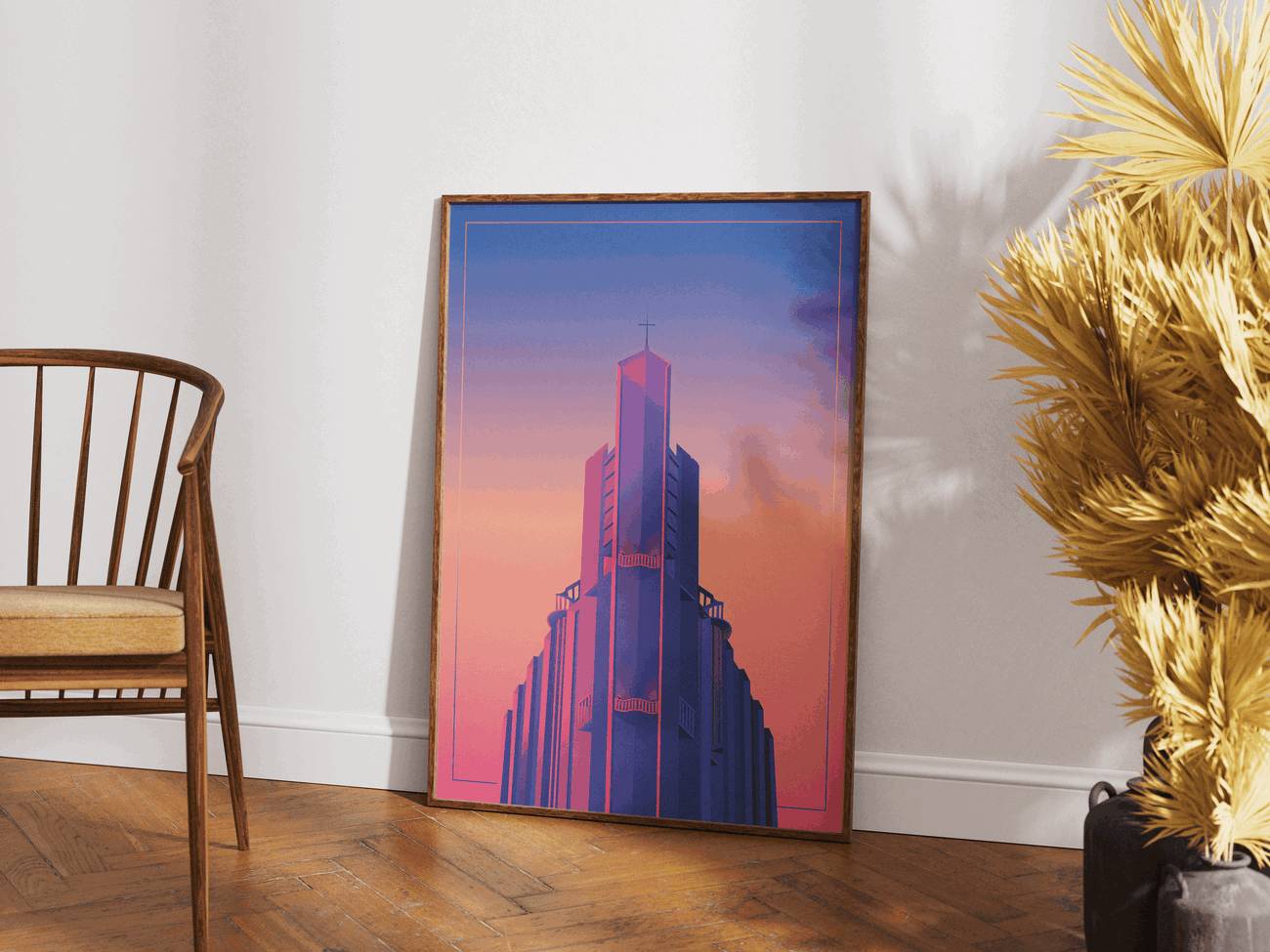 Image front Église Notre Dame de Royan - Coucher de soleil Rose