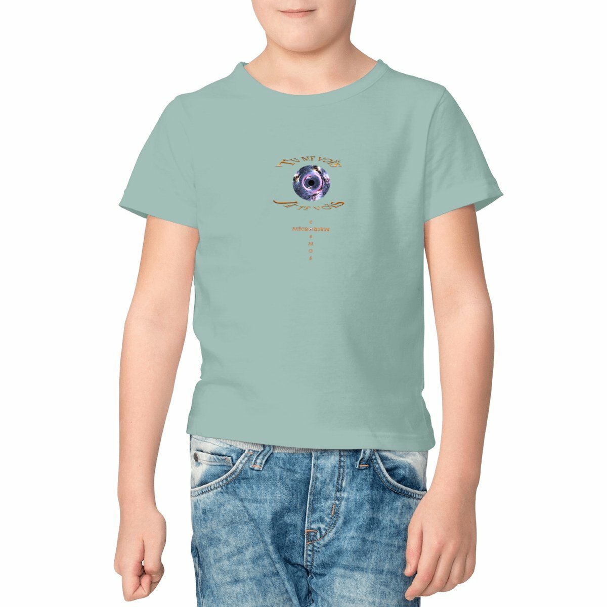 Image front Tshirt-graphique-enfant-Cosmoeil-Pur-coton-biologique-commerce-équitable-et-écoresponsable