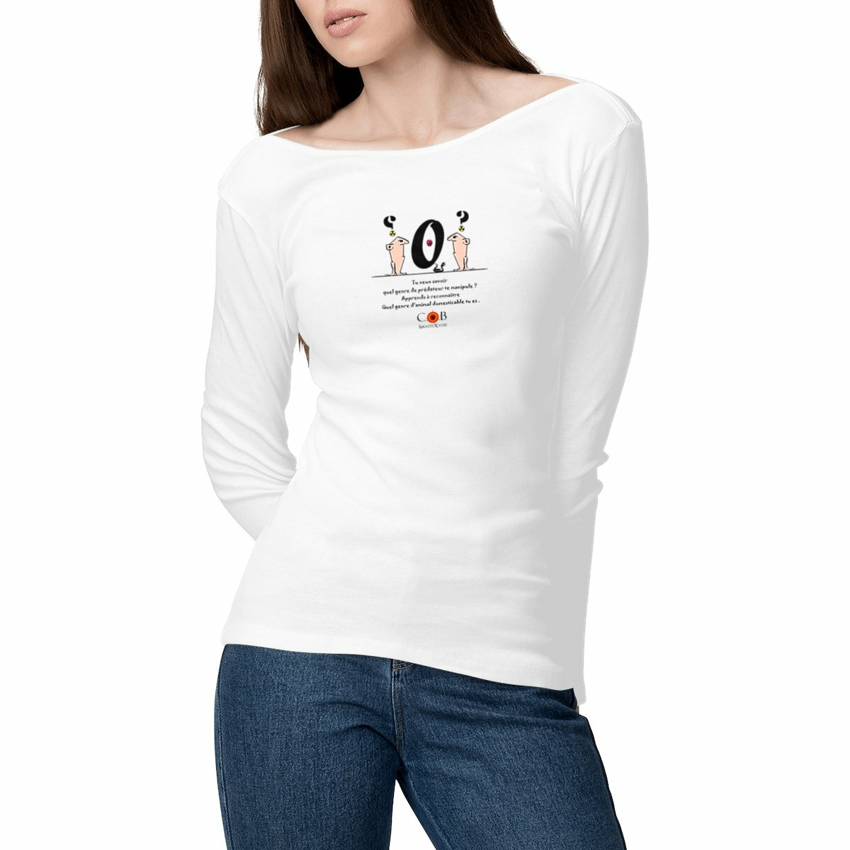 Image front Tshirt-graphique-manches-longues-Femme-Thème-Servitude-volontaire-Caverne-de-Platon