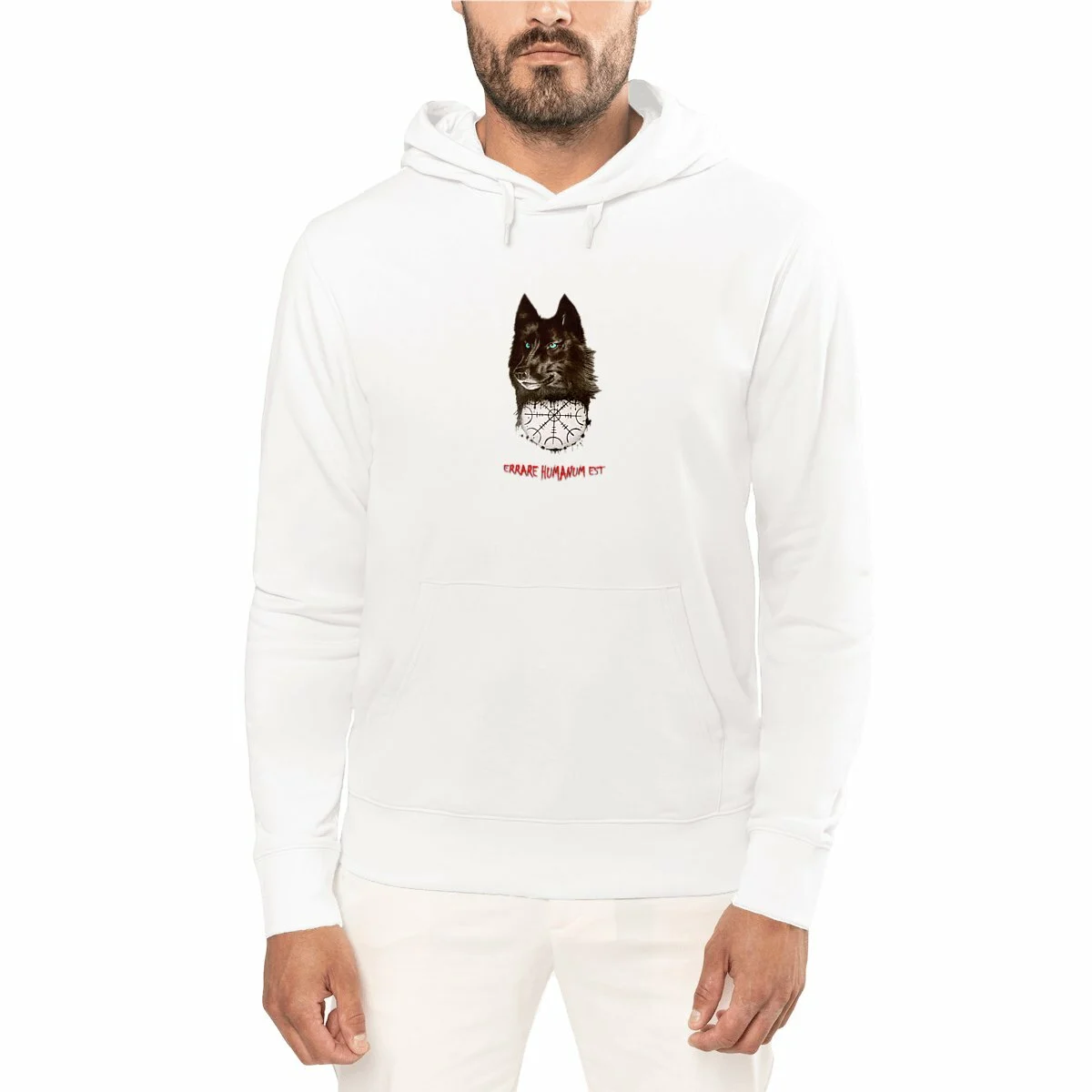 Image front Sweatshirt-hoodie-graphique-Thème-du-livre-de-la-jungle-citation-du-loup-en-latin