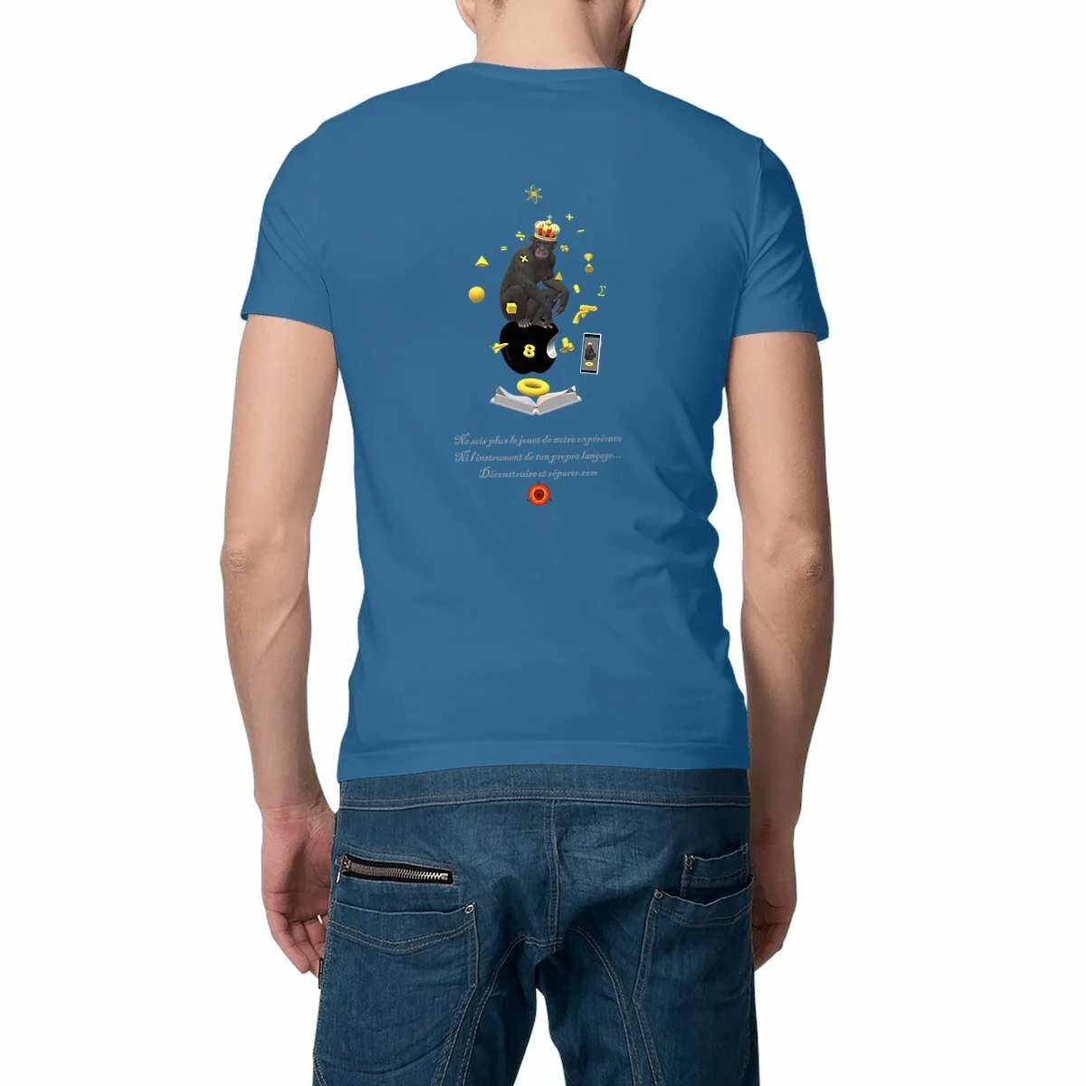 Image front Tshirt-graphique-impression-dorsale-3D-roi-singe-Streetwear-philosophie