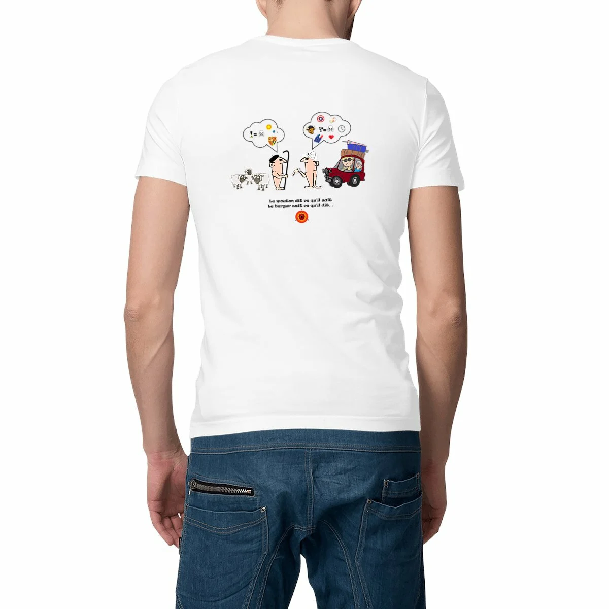 Image front T-shirt-graphique-épais-imprimé-humoristique-et-caricature