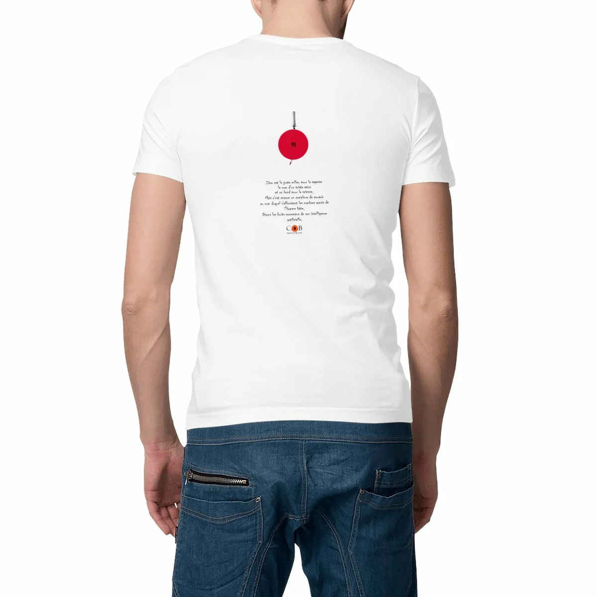 Image front T-shirt-graphique-streetwear-Philosophie-au-point-0-Symbole-kanji-drapeau-japonais-Katana