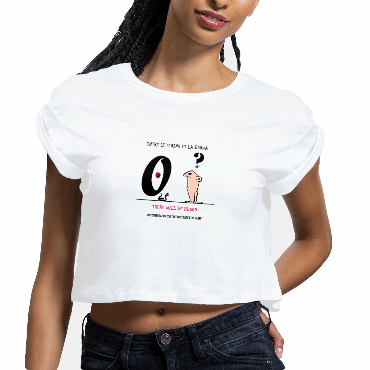 Image front Tshirt-Croptop-graphique-humour-caricature-guerre-des-sexes