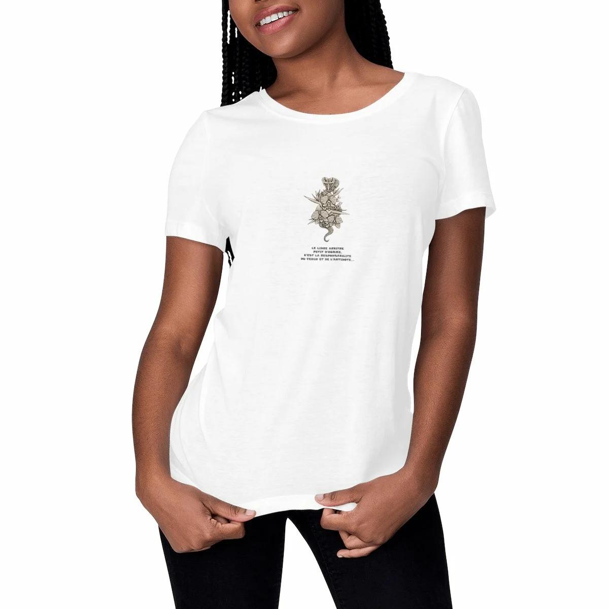 Image front T-shirt-graphique-femme-streetart-sportwear-philosophie