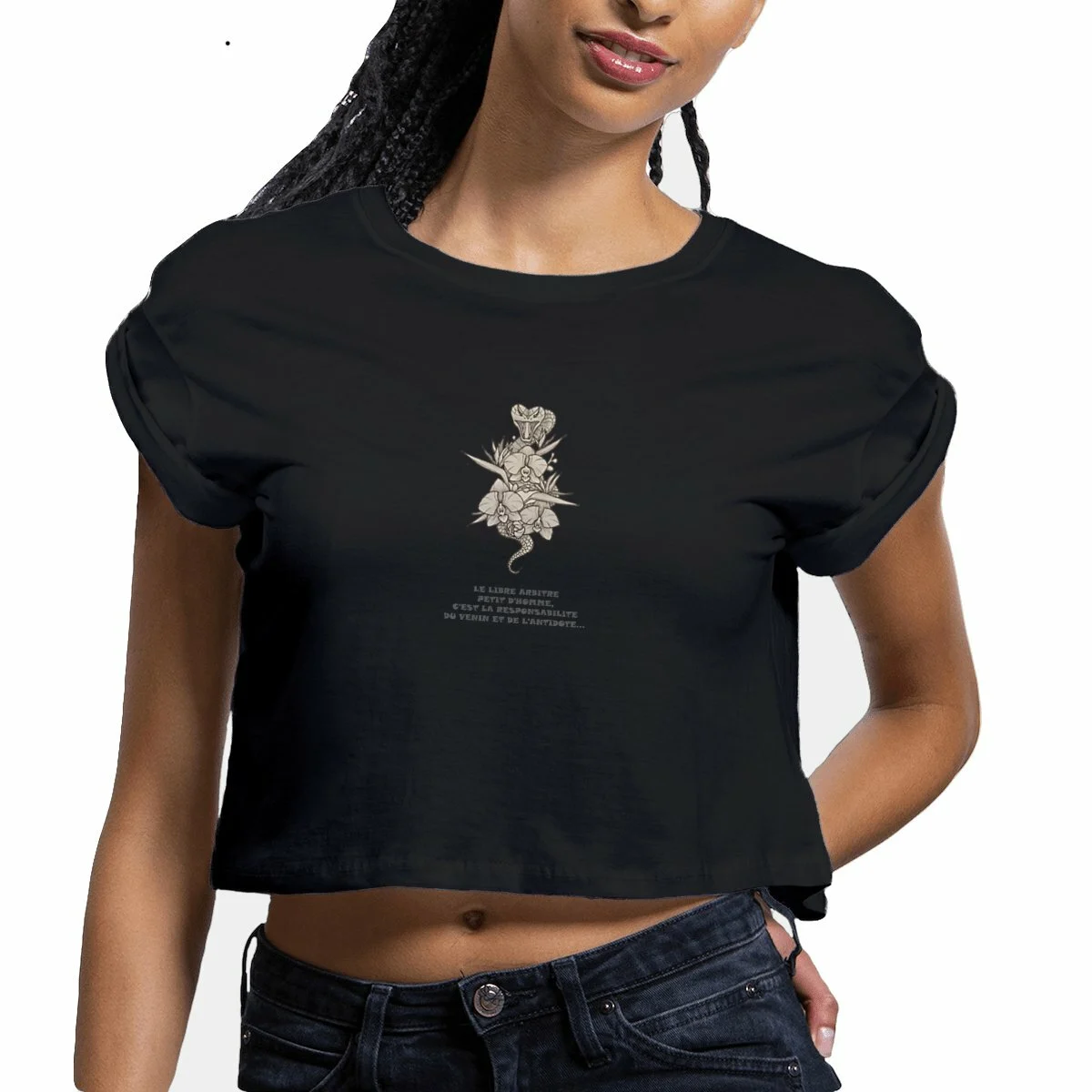 Image front Croptop-graphique-Libre-arbitre-Serpent-Snake-Philosophie-livre-de-la-jungle