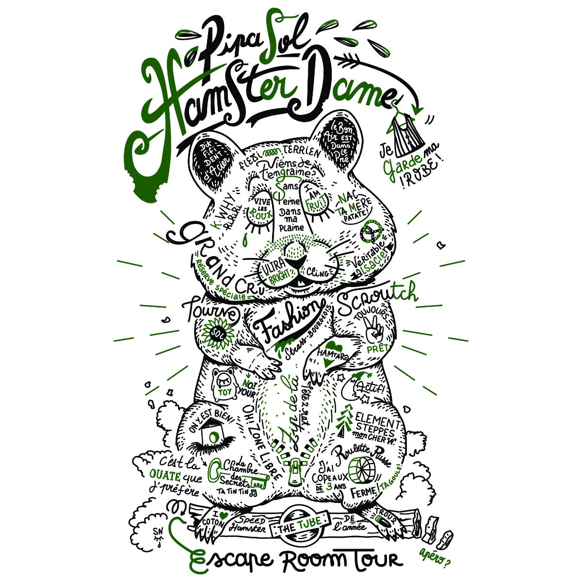 Image back T-shirt unisexe léger : Hamster mignon tatoué en quête de liberté