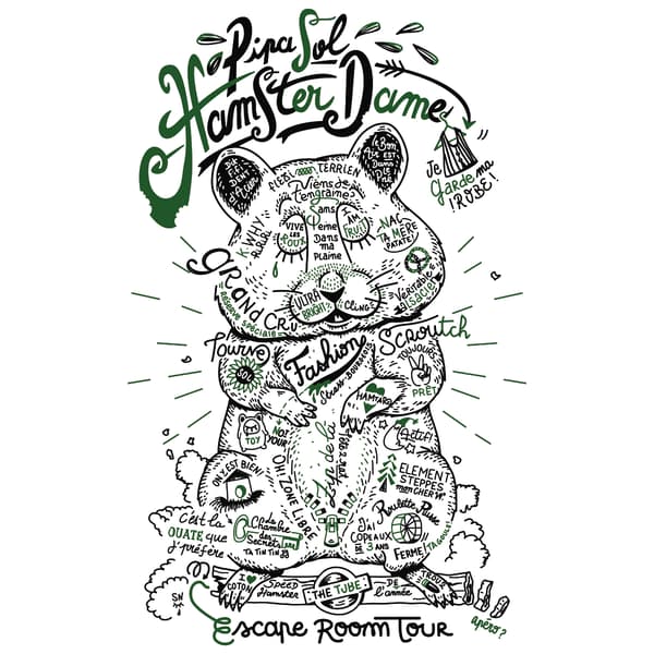 Image back T-shirt unisexe léger : Hamster mignon tatoué en quête de liberté