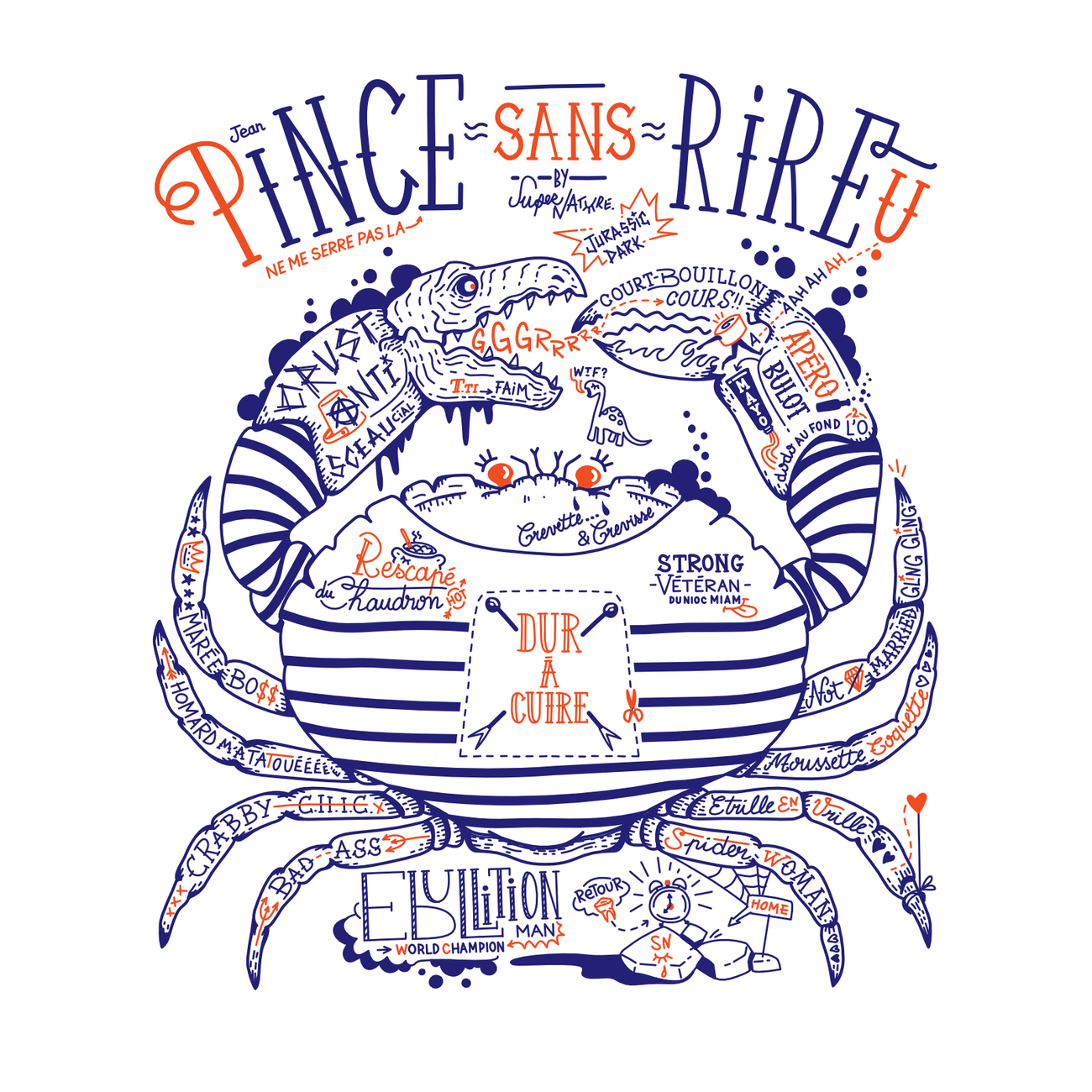Image back T-shirt Unisexe Oversized: Crabe Pince sans Rire