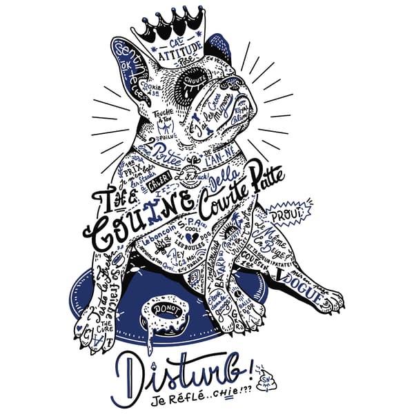 Image back T-shirt unisexe léger Bouledogue Tatoué, Fier et  Roi du Canapé