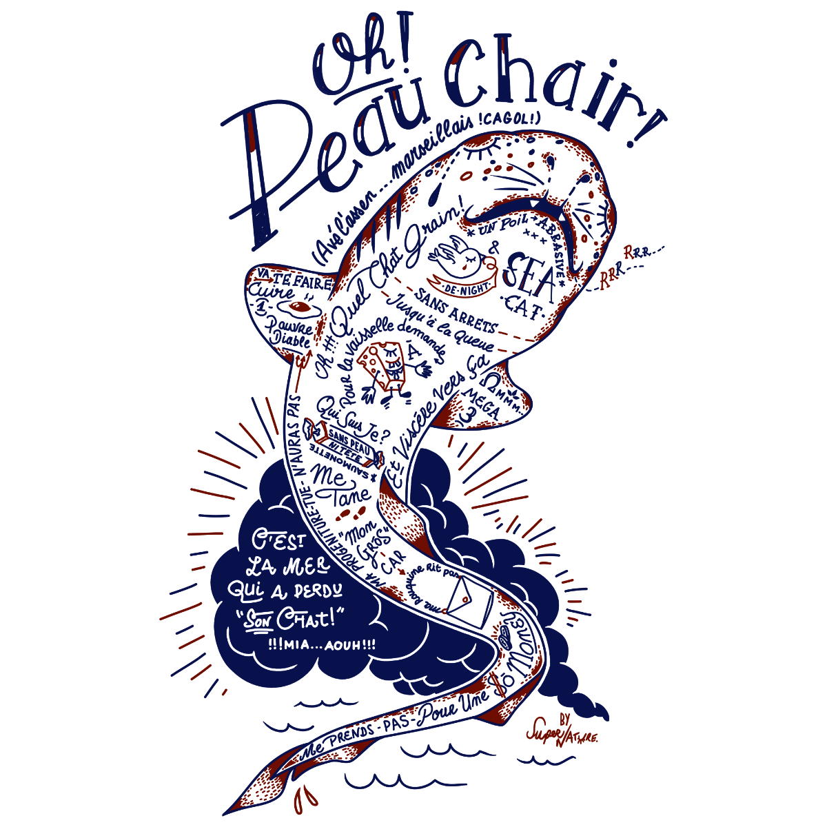 Image back T-shirt unisexe léger : Roussette Tatouée aux jeux de mots musclées