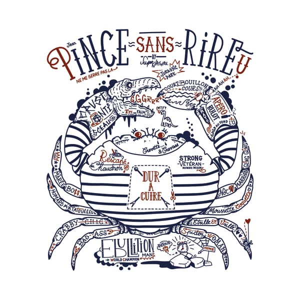 Image back T-shirt unisexe léger - Crabe tatoué du crétacé en action de rebellion