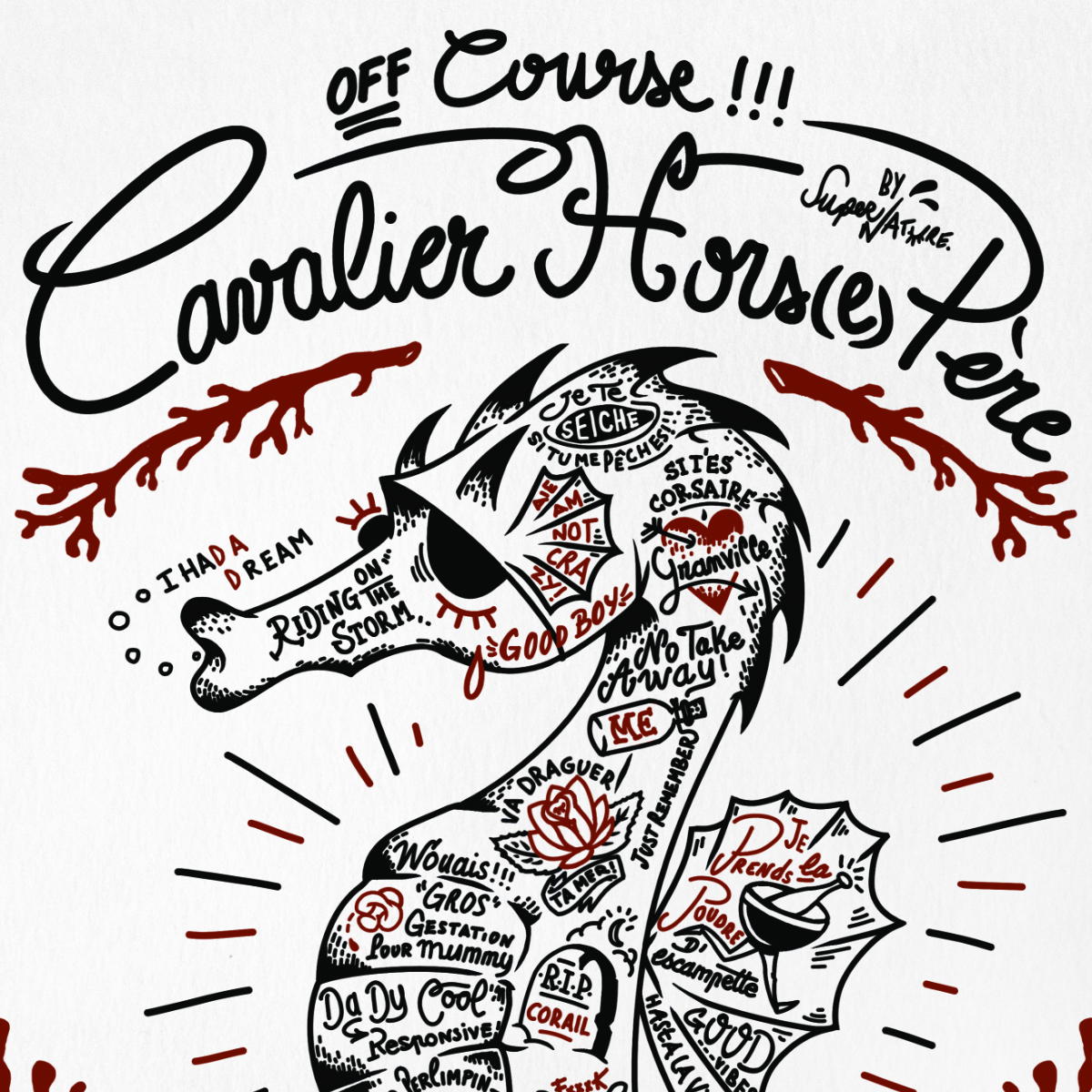 Image back Poster vertical : Hippocampe tatoué, symbole de Granville