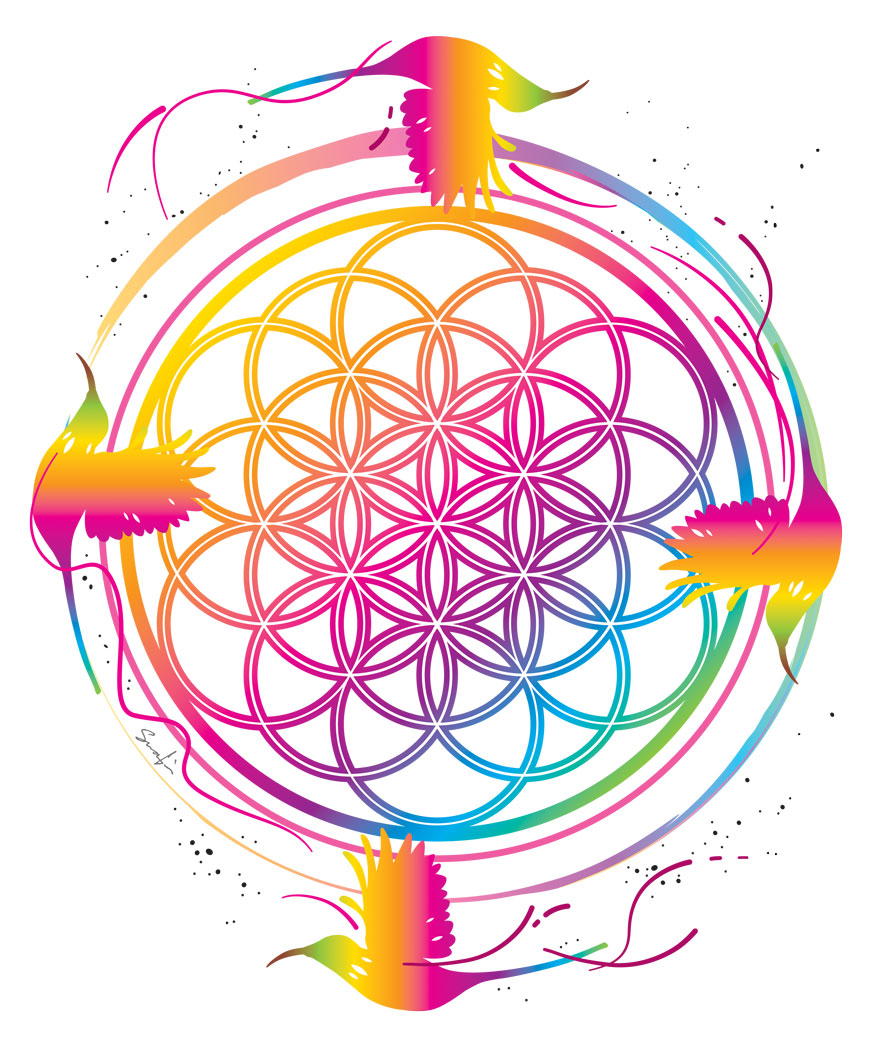 Image front Sunbird Flower of Life Artist's Collection women's t-shirt