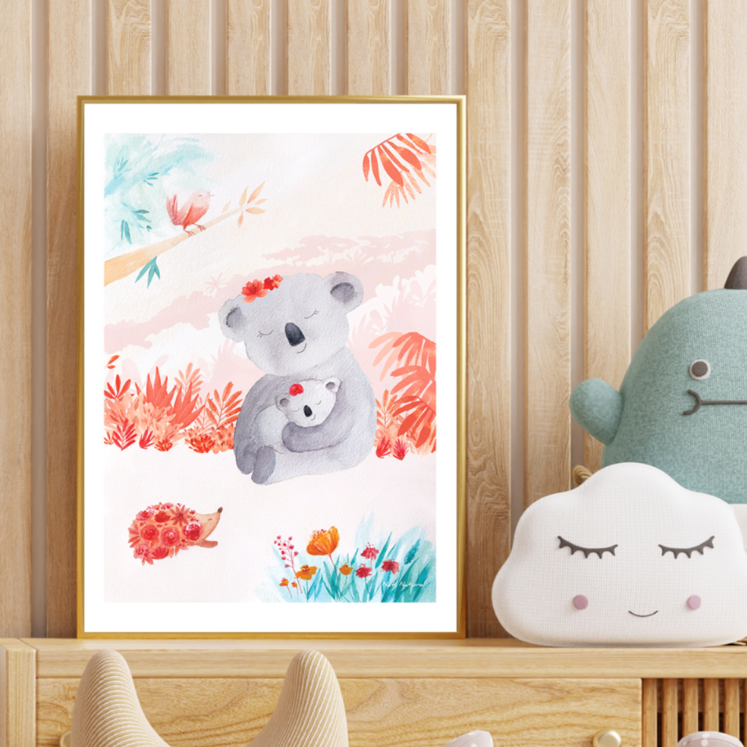 Image front Affiche Bonheur de Koalas (A4 ou A3) - Fabrication française - Qualité premium