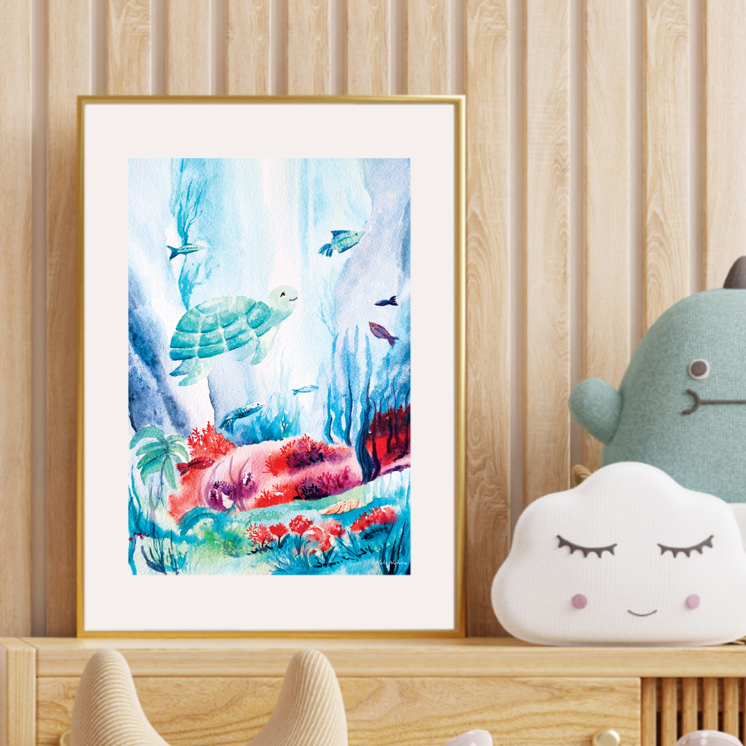 Image front Affiche tortue de Polynésie (A4 ou A3) - Fabrication française - Qualité premium