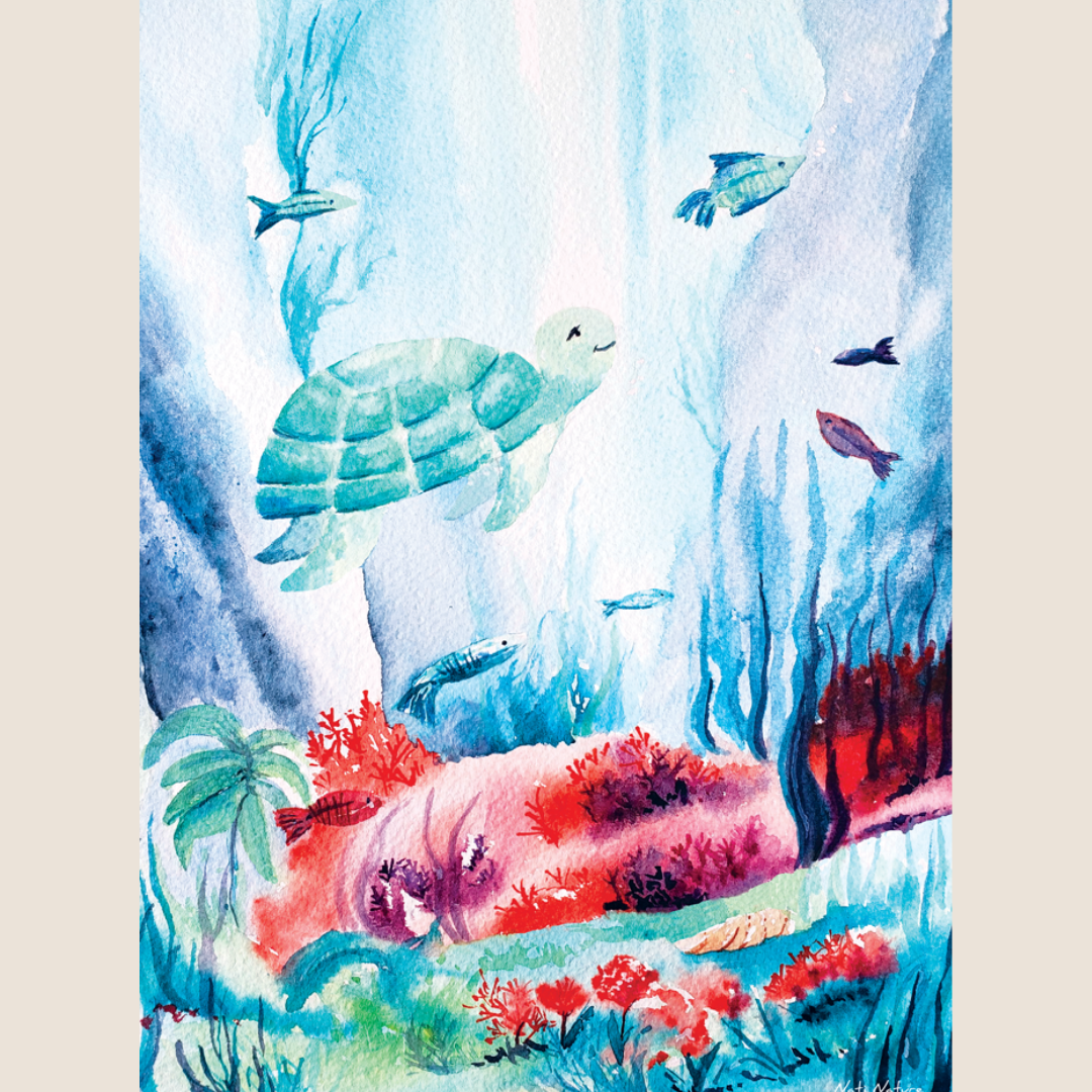 Image back Affiche tortue de Polynésie (A4 ou A3) - Fabrication française - Qualité premium