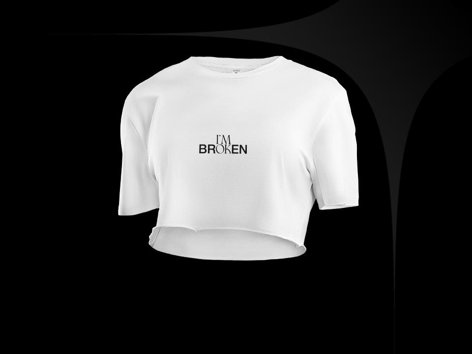 Image back crop top I'M (BR)OK(EN) ✦ blanc