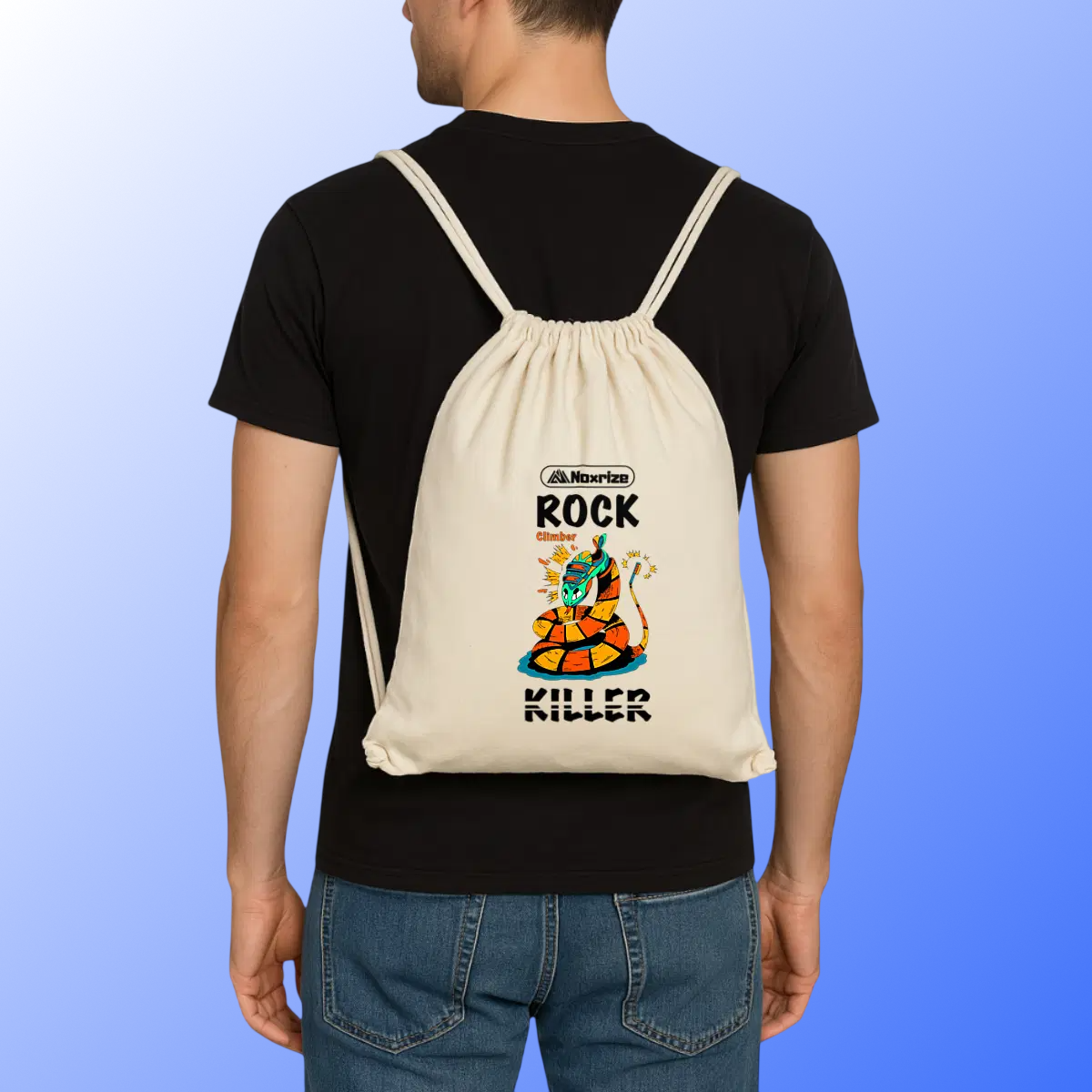 Image front Sac à cordelettes « Rock killer » blanc (Noxrize escalade)