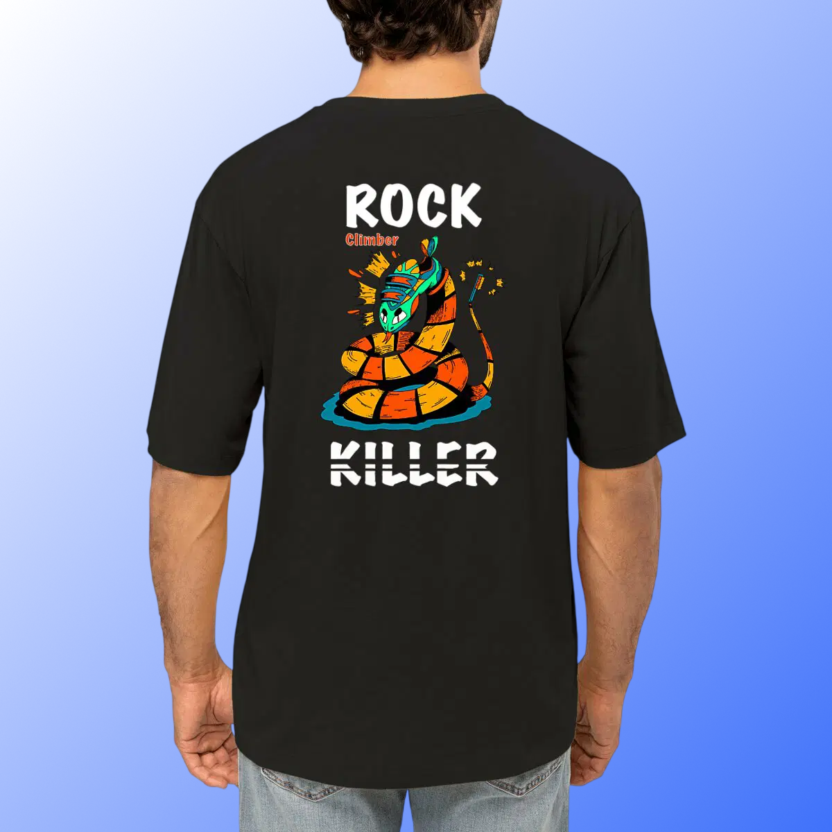 Image front  T-shirt oversized unisexe « Rock killer » noir (Noxrize escalade)