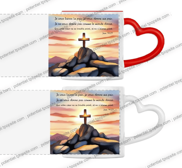 Mug chrétien personnalisable - céramique & anse coeur