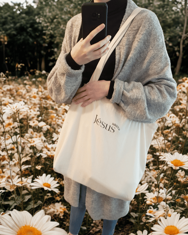 Tote bag chrétien large et épais - Jésus sauve - Image