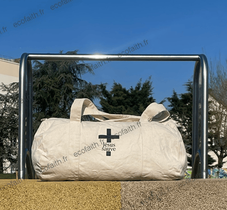 Sac polochon chrétien épais - croix Jésus sauve - Image