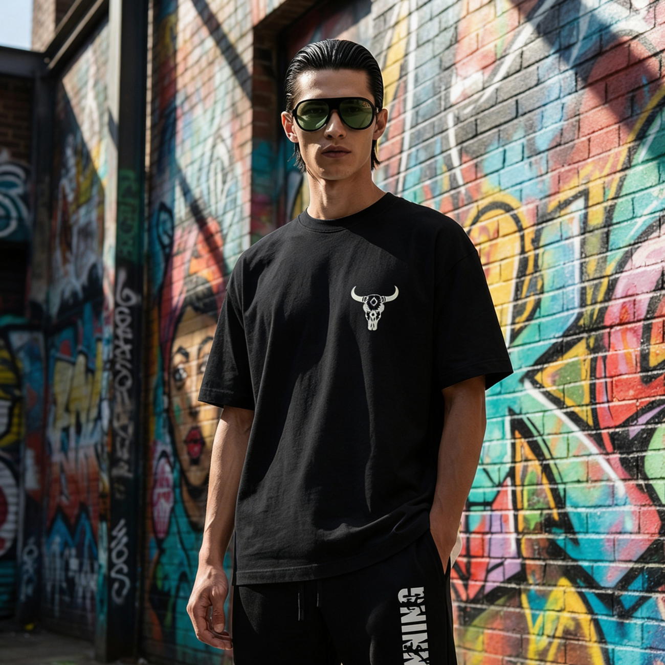 Image front T-shirt oversized "skull"