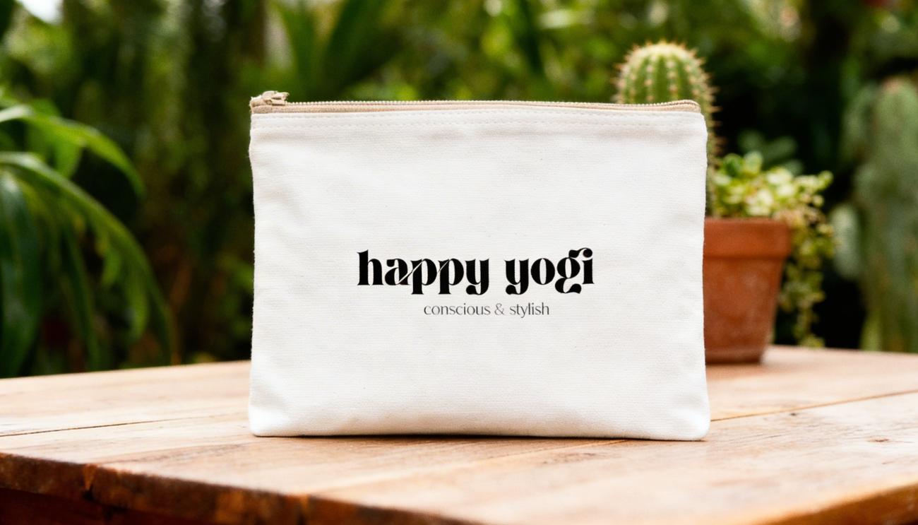 Image front Pochette zip Écoresponsable "happy yogi" ✨
