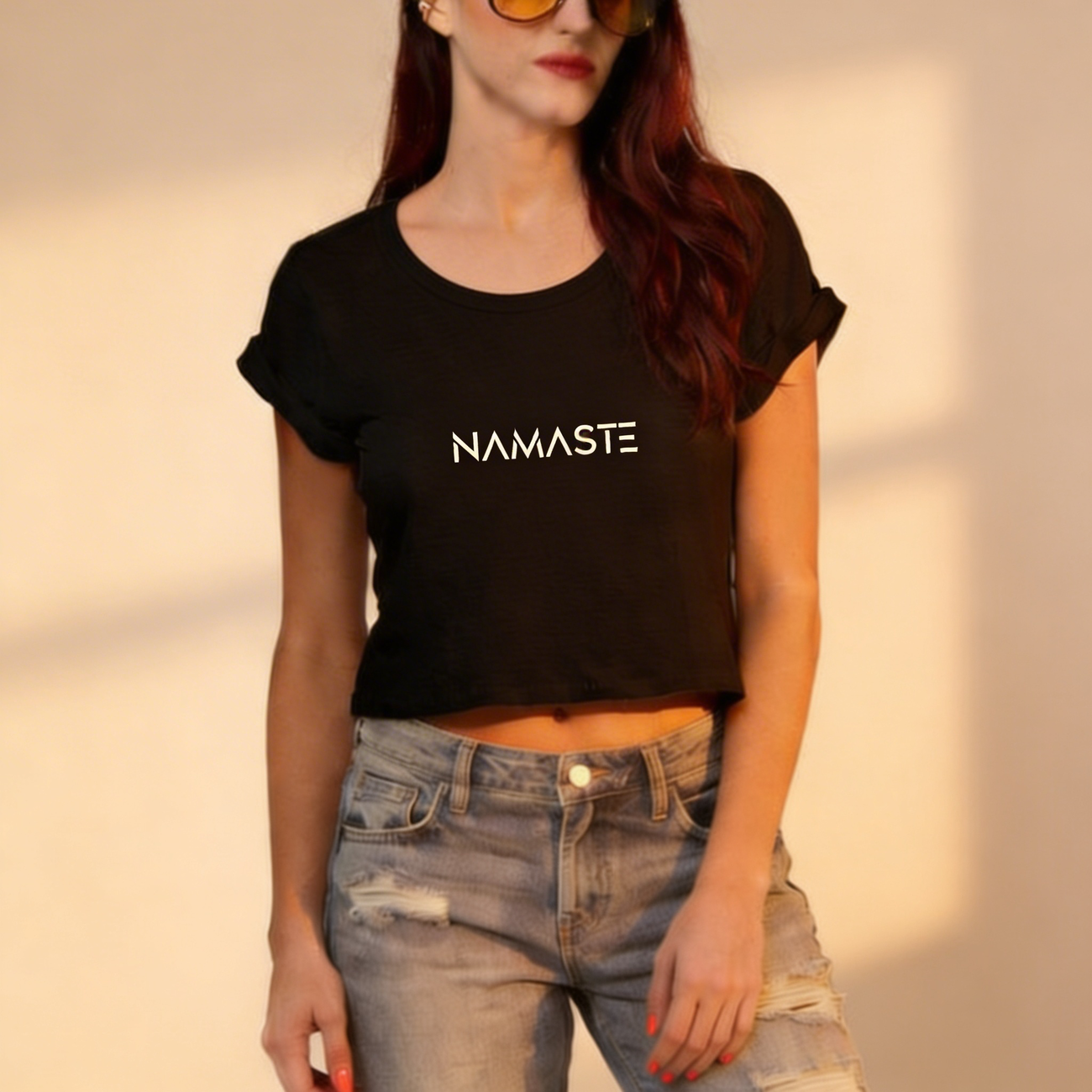 Image front Crop top "namaste" 🖤