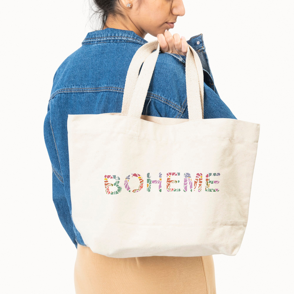 Image front Sac de shopping bohème 🌸☀️