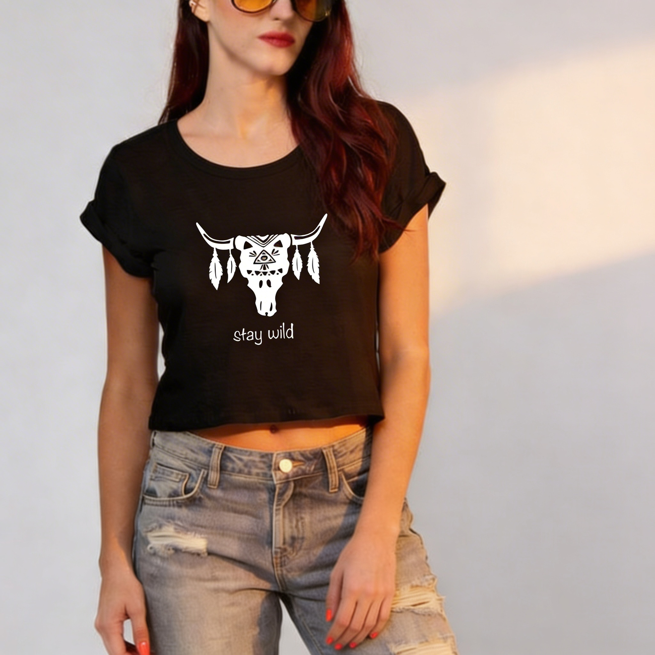Image front Crop top "Stay wild" noir 🖤💫